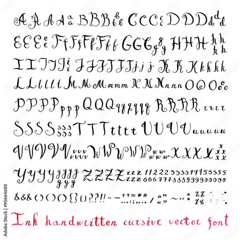 Different Cursive Fonts Alphabet