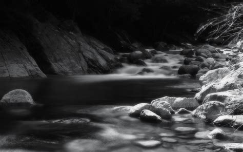 Download wallpaper 1920x1200 river, stones, black and white, landscape ...