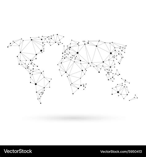 Geometric world map design silhouette Royalty Free Vector