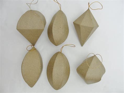 Paper mache ornaments DIY Christmas ornaments set of 6