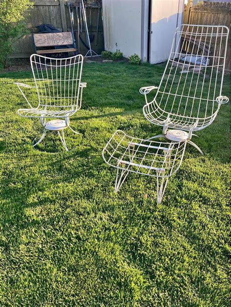 2 Homecrest Vintage Mid Century Patio Chairs w/ottoman - Outdoor Chairs ...