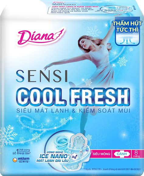 Băng vệ sinh Diana Sensi Cool Fresh (siêu mỏng, cánh) gói 8 miếng | Medigo