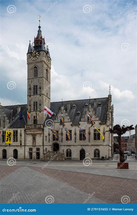 Dendermonde, East Flanders, Belgium - the City Hall with the Belfry at ...