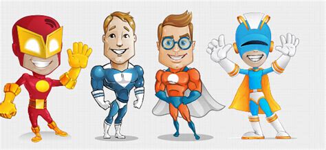 Superhero Vector Character Set - Free PSD Files