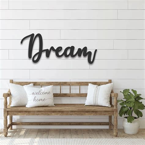 Dream Sign, Dream Metal Word, Inspirational Wall Art, Metal Cursive Word Sign, Cursive Word Wall ...