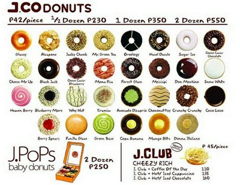 an advertisement for jcod donuts with different flavors and toppings on ...