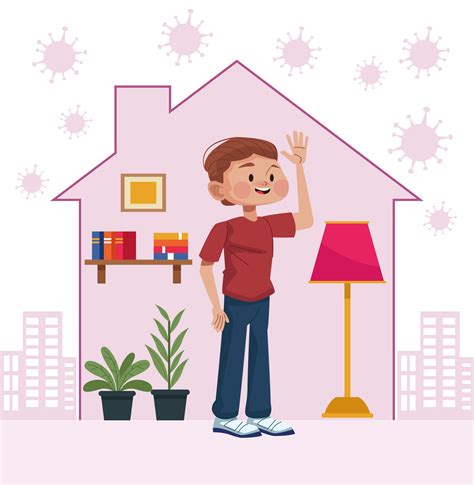 Young man staying at home 1256842 Vector Art at Vecteezy