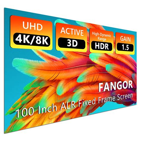 FANGOR ALR Projector Screen 100 Inch 16:9 - Upgrade 4K 3D 1080P HD Projector Screen for Standard ...