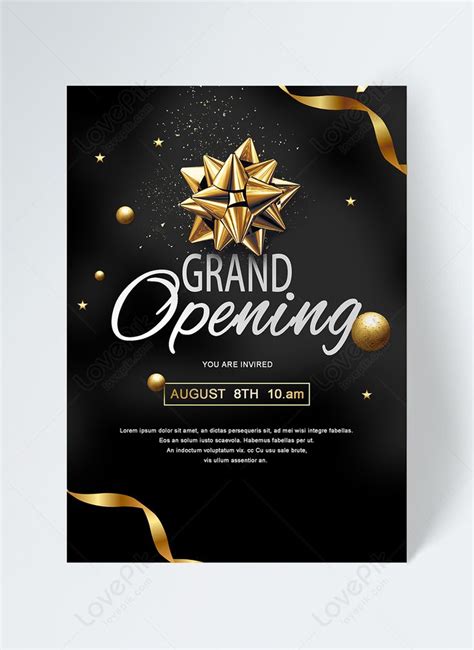 grand opening poster black gold invitation template | Grand opening invitations, Flyer template ...