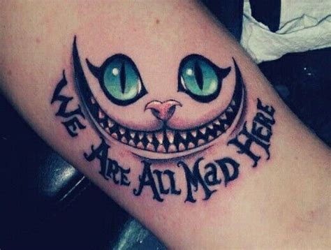 We're all mad here alice in wonderland cheshire cat tattoo quote