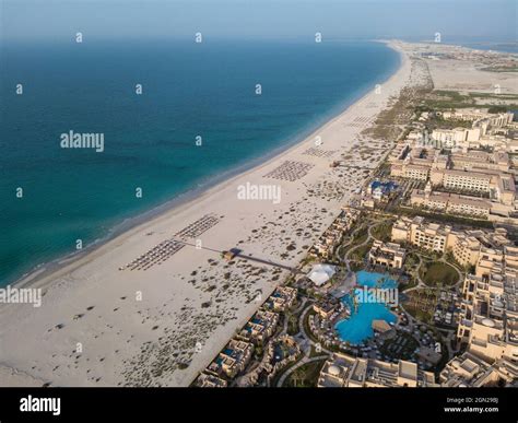 Aerial of Saadiyat Rotana Resort & Villas (front) and other beachfront ...