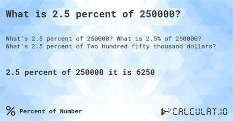 What is 2.5 percent of 250000? - Calculatio