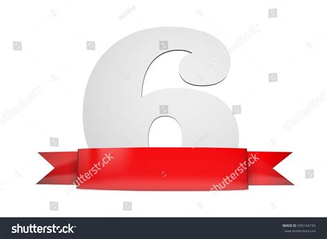 Number 6 Red Ribbon Banner 3d Stock Illustration 509144194