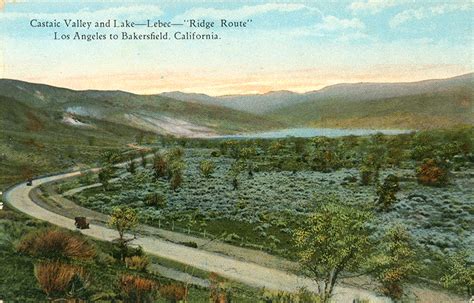 SCVHistory.com LW3063 | Lebec | Castaic Valley and Lake, Postcard ~1930s.