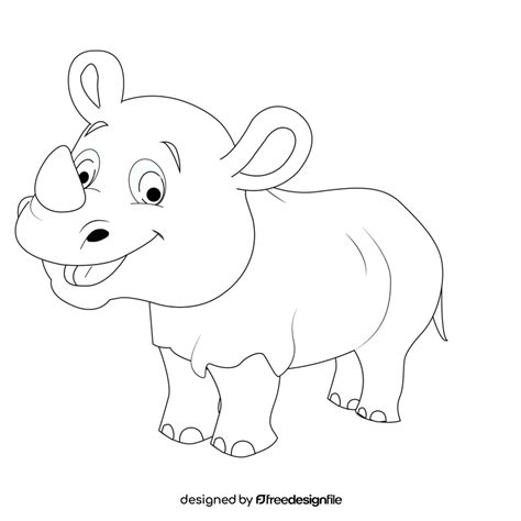 Rhino black and white clipart vector free download