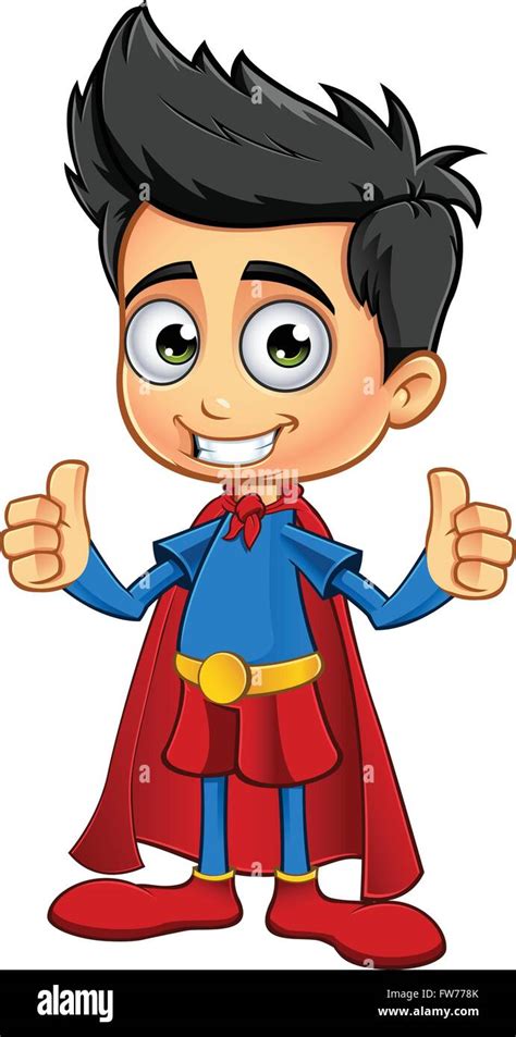 A cartoon illustration of a cute Superhero Boy character Stock Vector ...