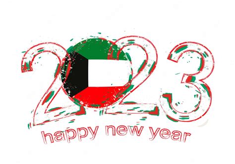 Premium Vector | 2023 year in grunge style with flag of kuwait