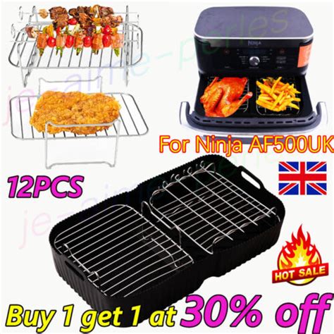 12X Air Fryer Accessories Set Steel Rack Liners.for Ninja Foodi ...