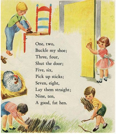 One Two, Buckle My Shoe...Three Four Shut The Door........... | Nursery rhymes poems, Kids poems ...