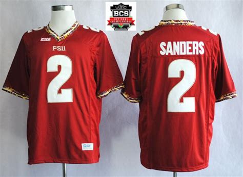 New Florida State Seminoles (FSU) Deion Sanders 2 College Football Red Jerseys With 2014 BCS ...