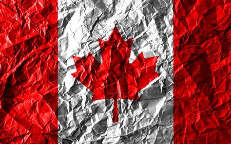 Canadian flag crumpled paper, North American countries, creative, Flag ...