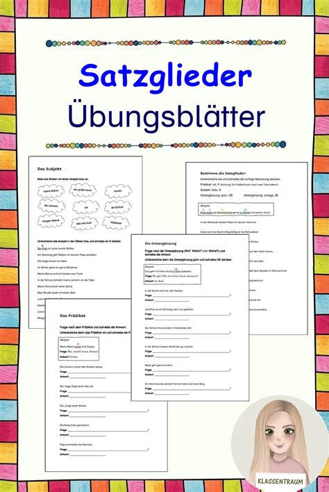 Satzglieder - Übungsblätter – Unterrichtsmaterial im Fach Deutsch | Satzglieder, Einfache sätze ...