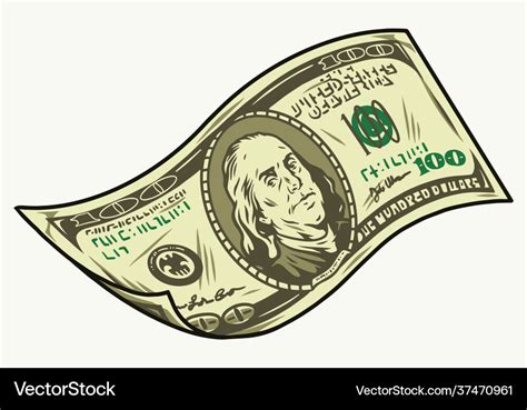 Falling one hundred us dollar bill Royalty Free Vector Image