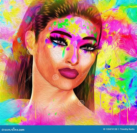 Painted Face, Abstract Art with Oil Paint Effect Stock Illustration - Illustration of avatar ...