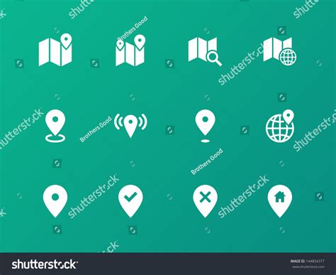 Map Icons On Green Background Gps Stock Vector (Royalty Free) 144854377 ...