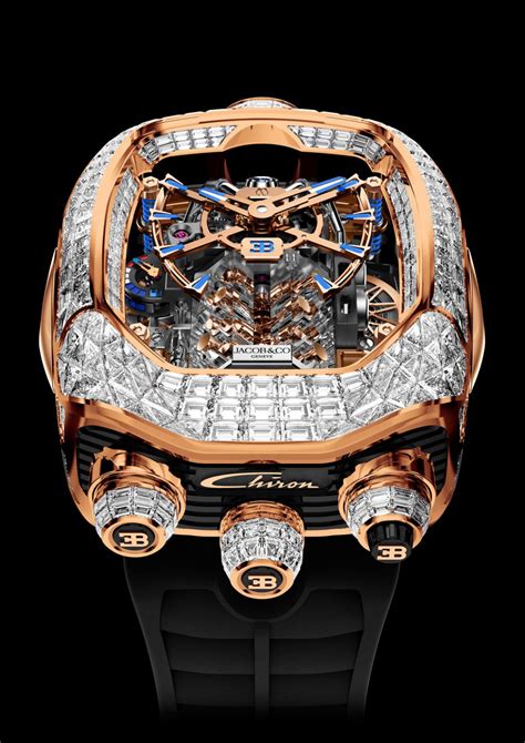 Jacob & Co. reveals four new iterations of the Bugatti Chiron Tourbillon watch with a tiny ...