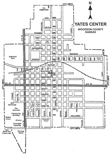 Woodson County, Kansas - - Yates Center Map