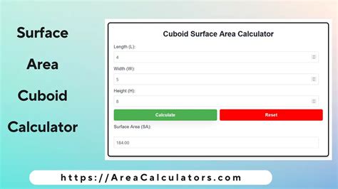 Surface Area of a Cuboid Calculator - AreaCalculators