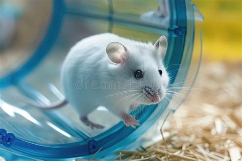 White Mouse is Running in Running Wheel for Hamsters Stock Illustration ...