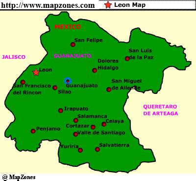 Leon Guanajuato Mexico Map | MapZones.com : Leon Map | Guanajuato, Viajes en mexico, San luis