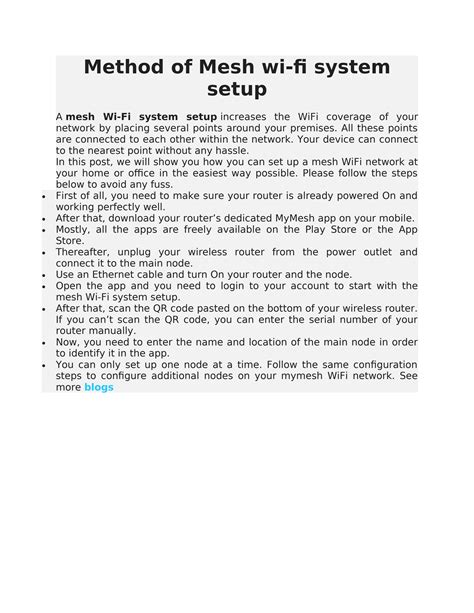 Method of Mesh wi-fi system setup by Meshforce Wifi Setup - Issuu