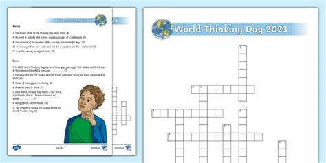 KS2 World Thinking Day Crossword (teacher made) - Twinkl