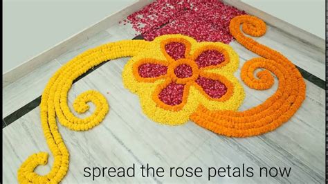 Home Decor Ideas : How to make rangoli with flowers? - YouTube