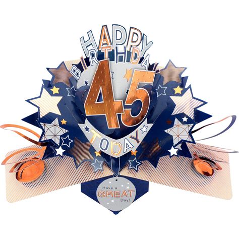 Happy 45th Birthday 45 Today Pop-Up Greeting Card | Cards