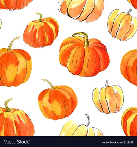 Watercolor halloween of pumpkins Royalty Free Vector Image