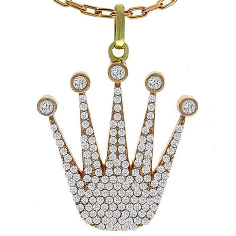 Buy Estate 4.75ct Round Cut Diamond 14k Pink & Yellow Gold Crown Pendant - New York Estate Jewelry