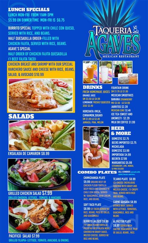 Taqueria Los Agaves menu in Pasadena, Texas, USA