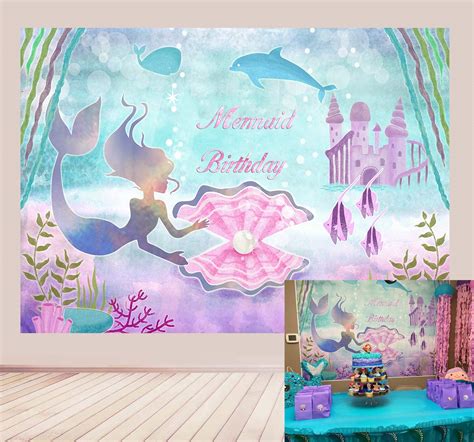 Buy BoTong 7x5ft Under The Sea Little Mermaid Birthday Party Backdrop ...