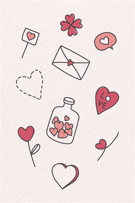 Download premium vector of Hand drawn love and valentine's day doodle in 2020 | Valentines day ...