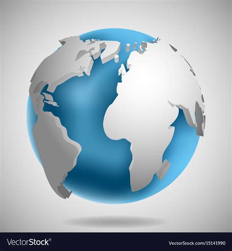 3d earth globe icon with shadow Royalty Free Vector Image