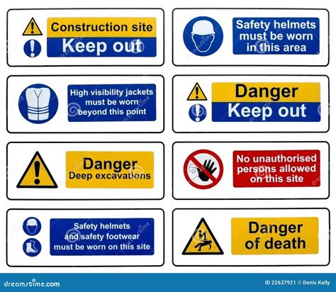 Construction Health Safety Danger Warning Signs Stock Image - Image: 22637921