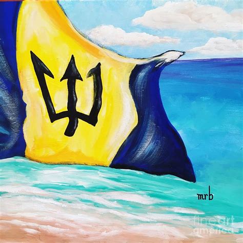 Bajan Flag Painting by Michelle Bowe | Fine Art America