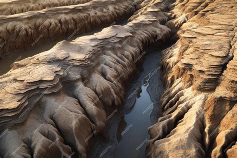 Premium AI Image | Closeup of riverbank erosion in a delta formation created with generative ai