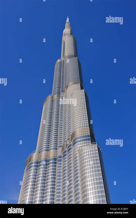 Dubai, view to Burj Khalifa in front of blue sky Stock Photo - Alamy