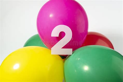 Number 2 and Colourful Round Balloons. Birthday, Anniversary, Jubilee Concept Stock Photo ...