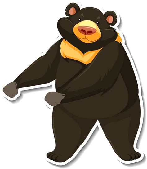 Asian black bear animal cartoon sticker 4650619 Vector Art at Vecteezy